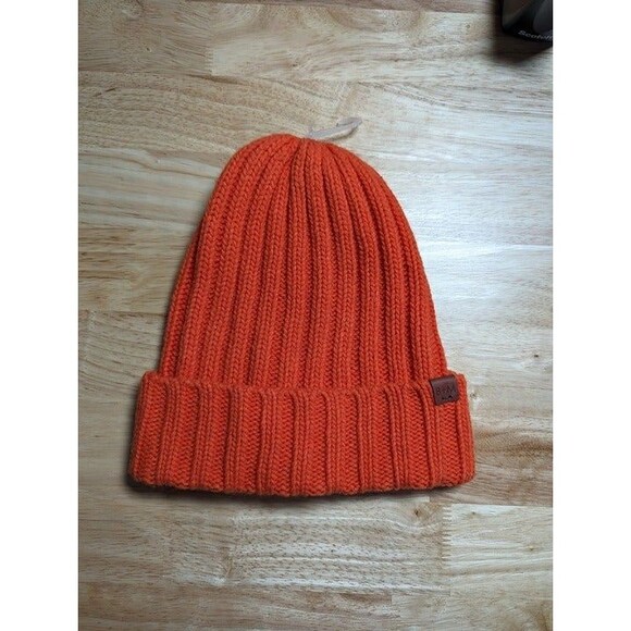 B+M by Bickley + Mitchell | Orange Ribbed Knit Beanie One Size - Picture 1 of 6